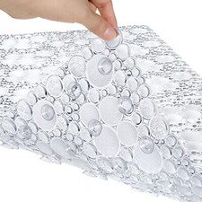 Extra Long Pebble Bath Tub Shower Mat Non-Slip with Suction Cups Clear