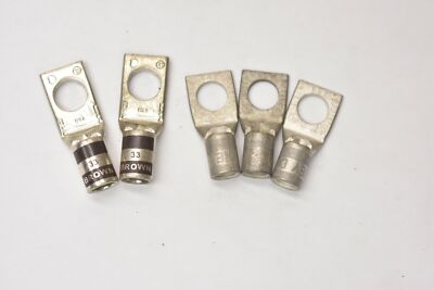 Thomas & Betts 5 Compression Lugs: 2-3STR 33-Brown (2), 40-50N 4STR 29-Grey (5)