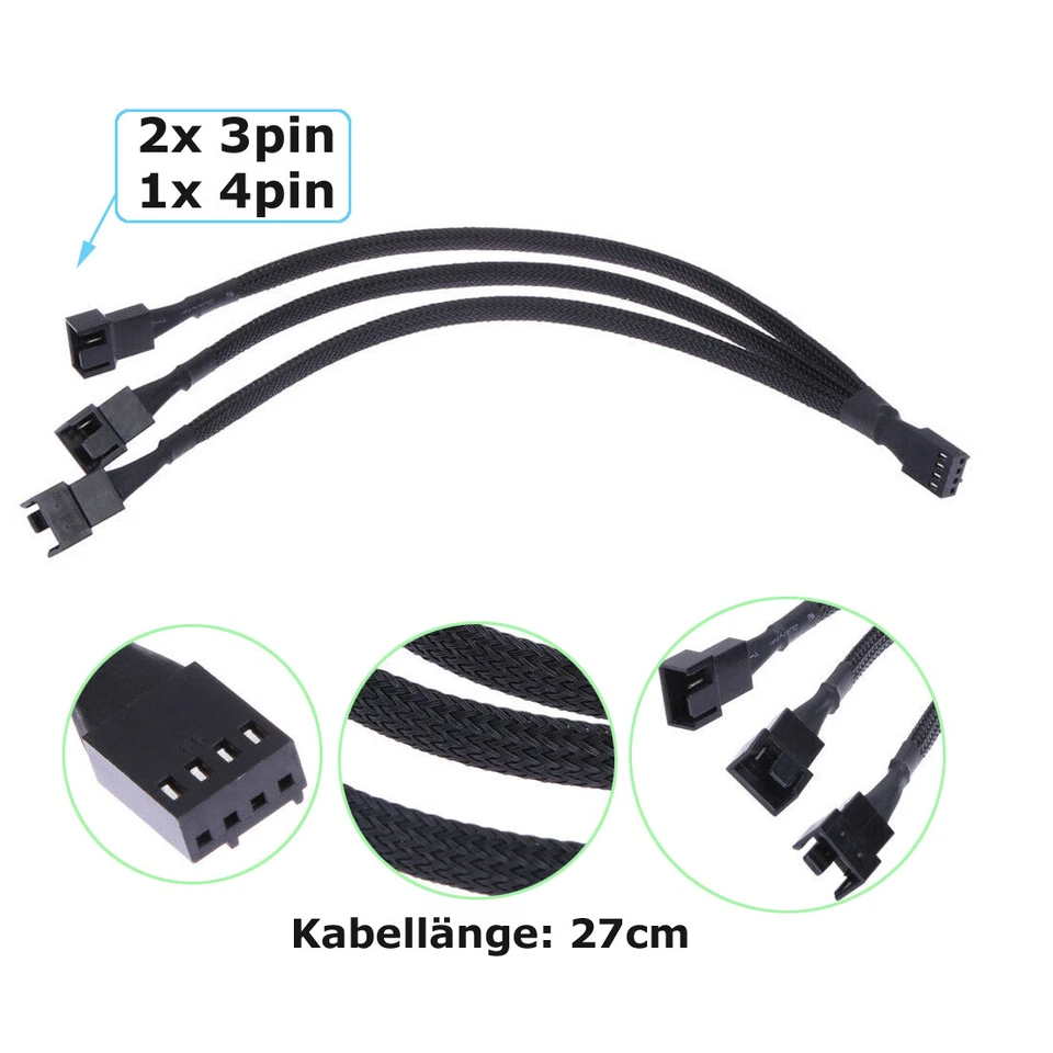 H78 4pin Pwm Cable Adapter PC Fan Splitter 1x Socket 3x Plug 1:3 Distributor - Image 3 of 4