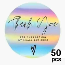 50 Hologram " Thank You for Supporting my Small Business " Stickers New