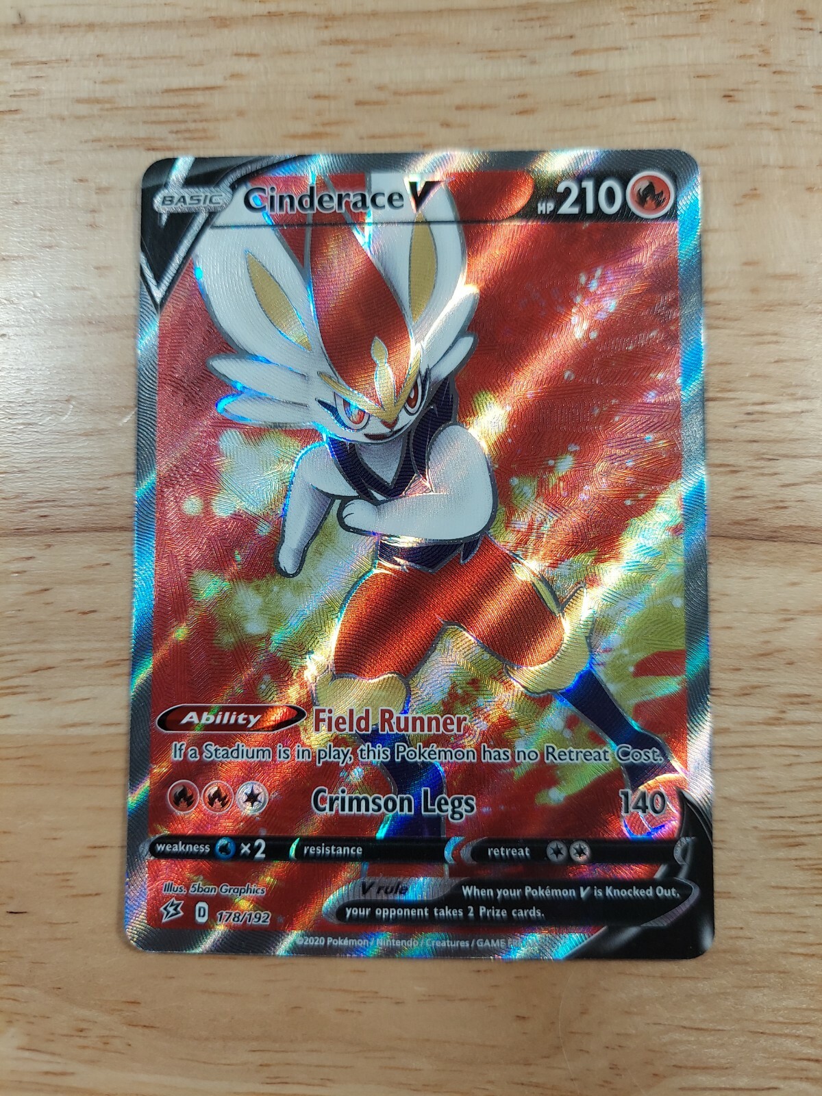 Cinderace V 178/192 Rebel Clash NM Full Art Ultra Rare Pokemon Card