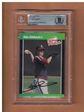 Jim Abbott AUTOGRAPHED 1989 DONRUSS THE ROOKIES CARD SIGNED CALIFORNIA BECKETT
