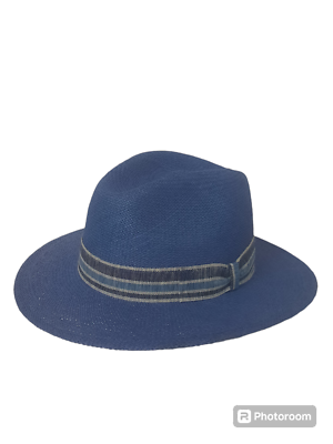 CAPPELLO PANAMA ORIGINALE AZZURRO CON SCATOLA
