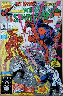 アート+エンタメ+ホビー MARVEL FACTFILES Art Attack Web of Spiderman 73 Marvel Comic Book 1991