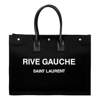 Saint Laurent Rive Gauche YSL  Large Tote Bag Black Canvas