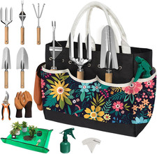 22 Piece Garden Tool Set for Women with Tote Bag Heavy Duty Hand Tools for