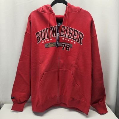 NWT Vtg Budweiser King of Beers Jansport Red Full Zip Hoodie Sweatshirt Size XL 