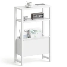 Narrow Side Table Slim End Magazine Rack Bedside Small Spaces 3 Tier Black