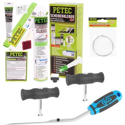 BGS AUTOGLAS MONTAGESATZ SCHNEIDEDRAHT SET + SCHEIBENKLEBER-SET 310 ml