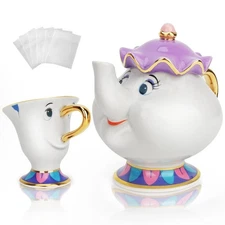 LEEPENK Cartoon Mrs Potts Teapot Beauty and Beast Teapot  Mug Chip Tea Set Cu...