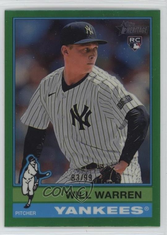 2025 Topps Heritage Chrome Green Border 83/99 Will Warren #281 tw0