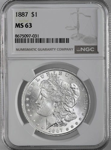 1887-P  $1  MORGAN SILVER DOLLAR  "PHILADELPHIA"  NGC MS63  #8675097-031