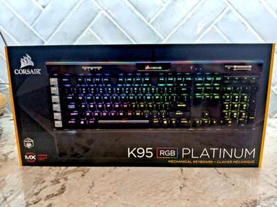 NIB!!! GAMING KEYBOARD! Corsair K95 RGB PLATINUM Cherry MX- Black w/Wrist Rest!