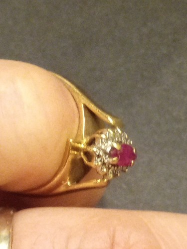 10K Yellow Gold Ruby and Diamond Ring Size 5.5 Circa 1980 - Picture 7 of 13