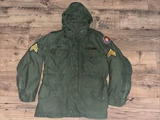 Vtg U.S. ARMY M-65 Field Jacket Small Short Hood 98th Infantry Vietnam OG-107