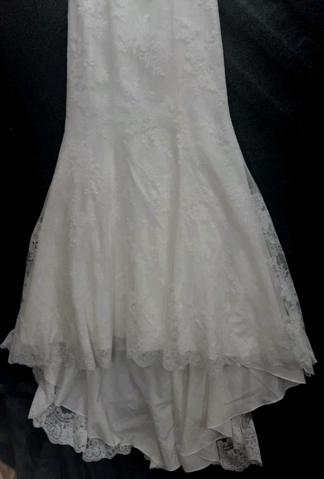 Vestido de novia David sin tirantes suave blanco estilo sirena talla 6 estilo WG3436 Foto 4 de 4