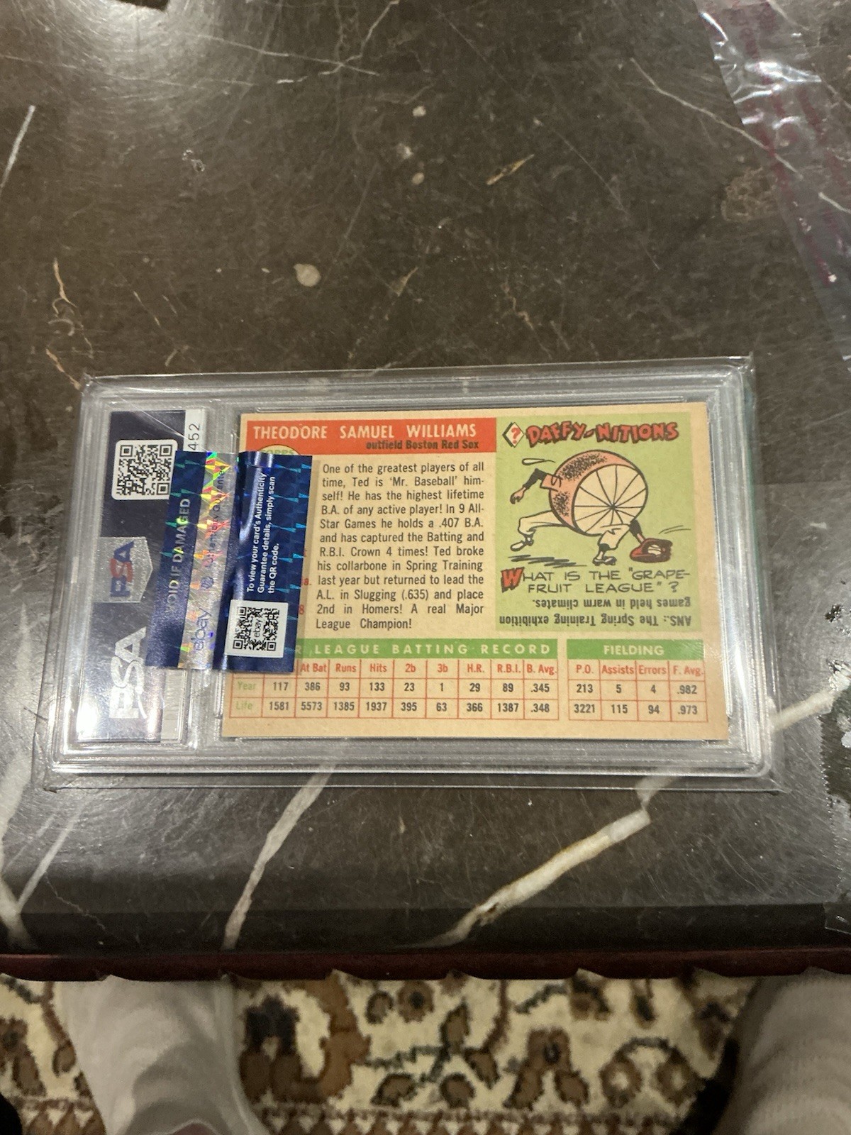 1955 Topps Ted Williams PSA 6 #2 view 3