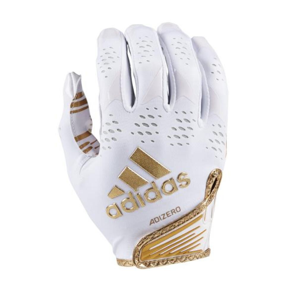 adidas Adizero 12 Youth Receiver Football Gloves, White Metallic