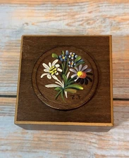 Vintage  Reuge Music Box Hand Painted Approximately 3 “ Square, Great Gift Idea