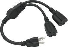 Y Splitter Extension Cord, 1.4FT 2 Way 1 to 2 Splitter Extension Cord, 3 Prong S