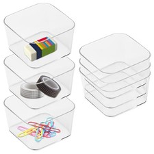 6pcs Clear Acrylic Storage Container, Desk Organizer Drawer Square Tray, Small