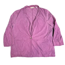 L. L. Bean Purple Stonewashed 90s Womens 14 Chore Blazer Button Front Gardening