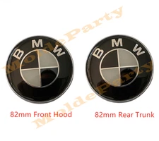 2Pcs Black 82mm Front Hood Emblem 82mm Rear Trunk Badge X1 X3 320i 330i 430 530i