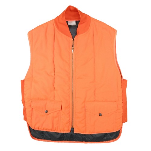 Chaleco acolchado vintage Refrigiwear para hombre grande naranja brillante garra cremallera caza