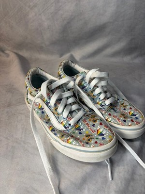 Vans Old Skool Rainbow Hearts Print Sneakers Kids Size 1