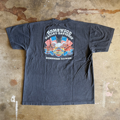 90s VINTAGE 3D EMBLEM HARLEY DAVIDSON MOTORCYCLES WIZARD T-SHIRT