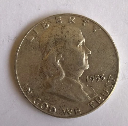 1953 Franklin Half Dollar VF/VF+ 90% Silver 50c U.S. coin