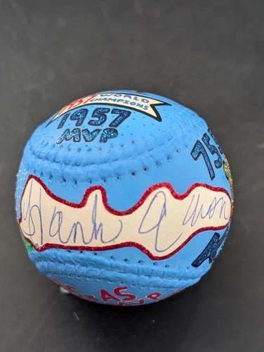 Hank Aaron HOF Braves Signed Carter 1/1 Hand Painted Art Baseball AUTO Steiner