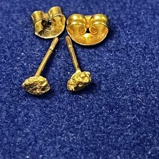 23k Gold Nugget Single Stud Earrings 0.49g total weight (only nuggets are Gold) 4760.74 per troy oz