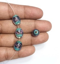 Qty. 20- 14 x 8mm Purple  Blue Oval Lampwork Glass Beads