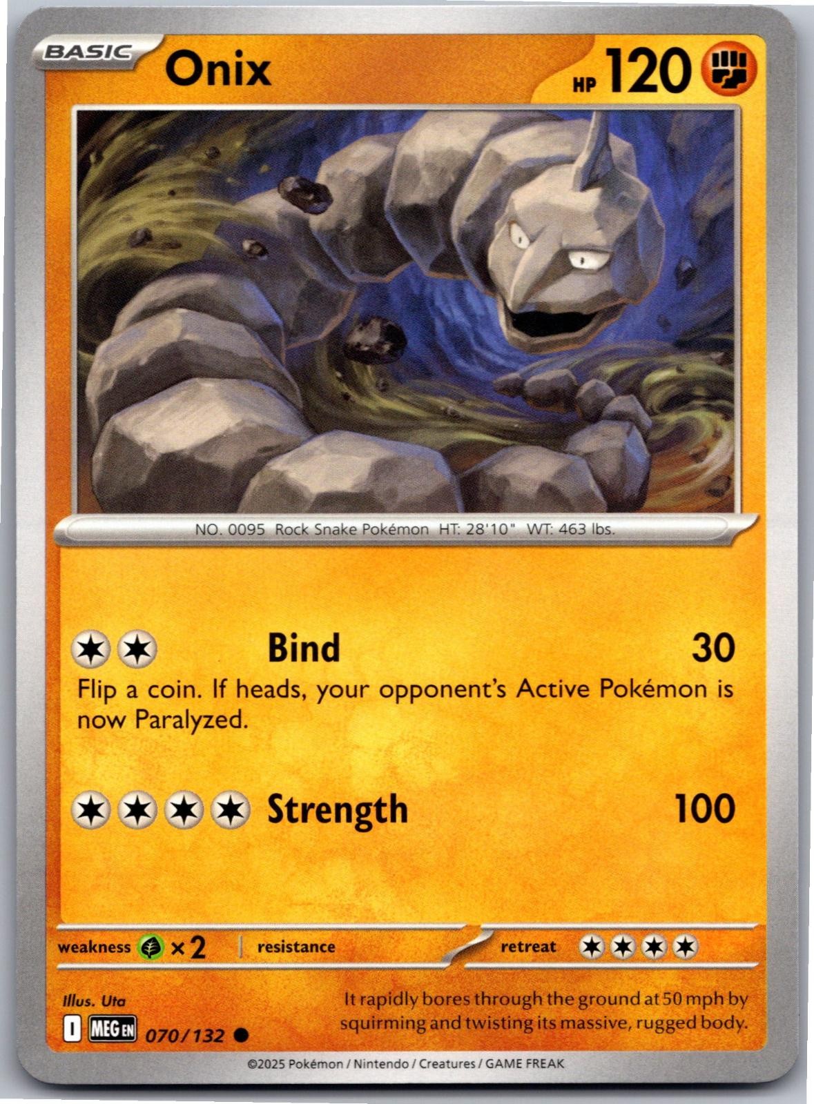Onix 070/132 Common Mega Evolution Pokemon Near Mint