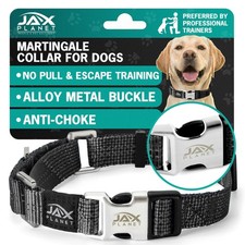 Martingale Collar for Dogs, 2-Way No Pull No Slip, Metal Buckle, Black