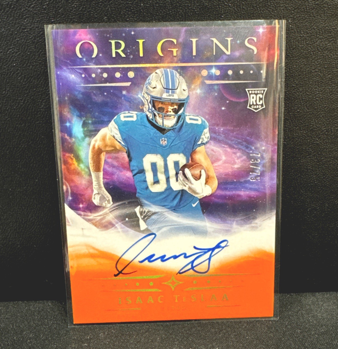2025 Panini Origins - Isaac Teslaa Rookie Card #RA-ITE Orange /75 On Card Auto