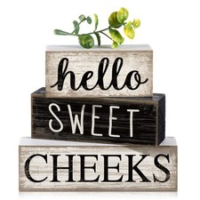 4 Pcs Bathroom Shelf Decor Hello Sweet Cheeks Sign Farmhouse Bathroom Decor a...