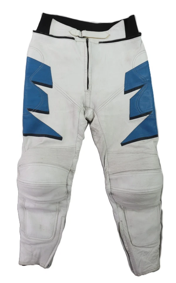 TEKNIC US Men’s Large White Leather Biker Motorcycle Suit Set Pants Jacket - Image 2 of 4