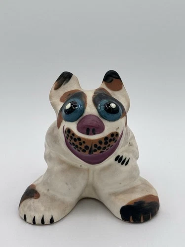 Mint & Signed Weller Pottery Popeyed Dog. Great Eyes And Glaze Colors. Sweet.