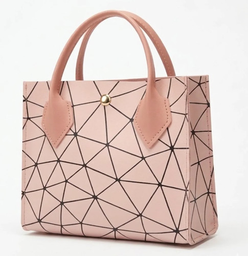 Mini Geometric Satchel Bag – Small PU Leather Square Handbag with Snap Closure