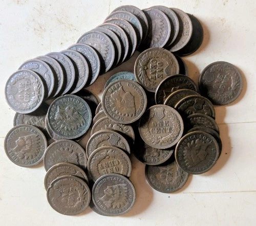 Indian Head Penny Roll of 50 1880-1909 All Dates Readable Good Coins