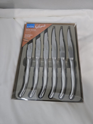 AMEFA Virgule Mirror Steak Knives Stainless Steel Serrated Made In UK NIB