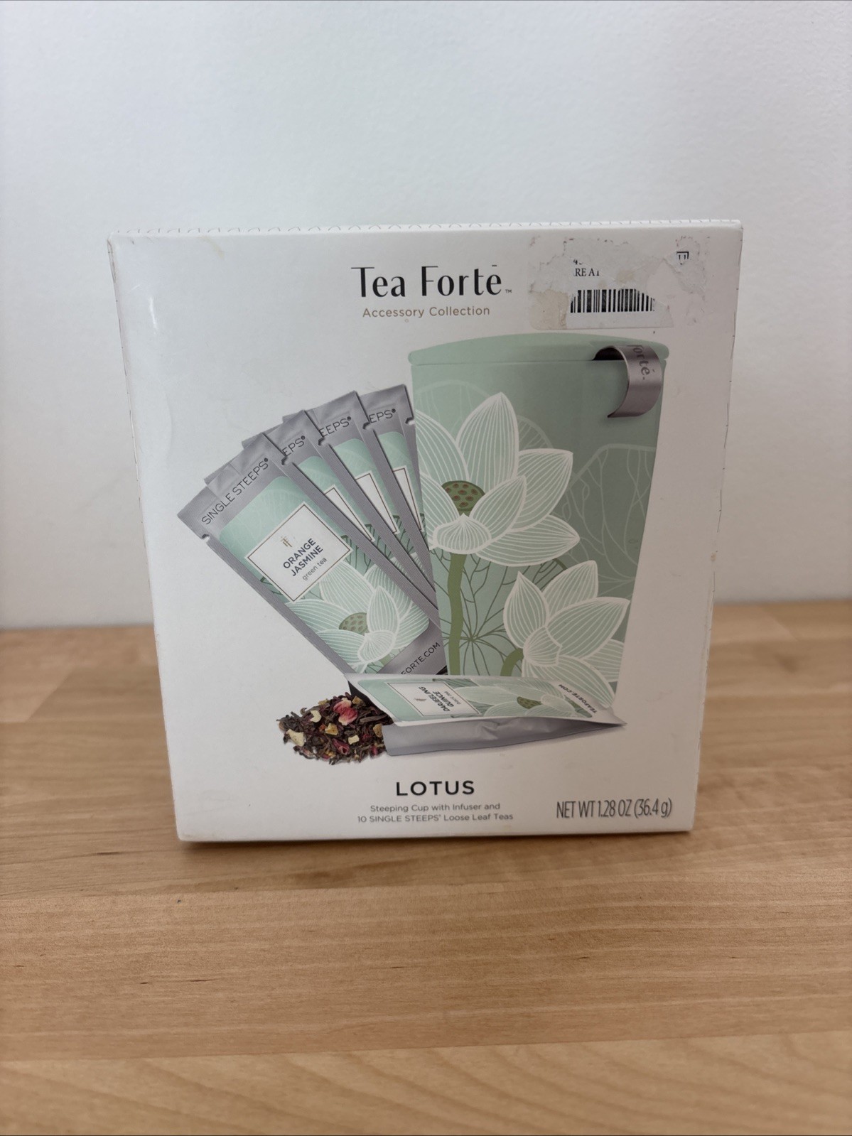 Forte Fleur Lotus Steeping Infuser Cup & 10 Assorted Single Tea Pkgs