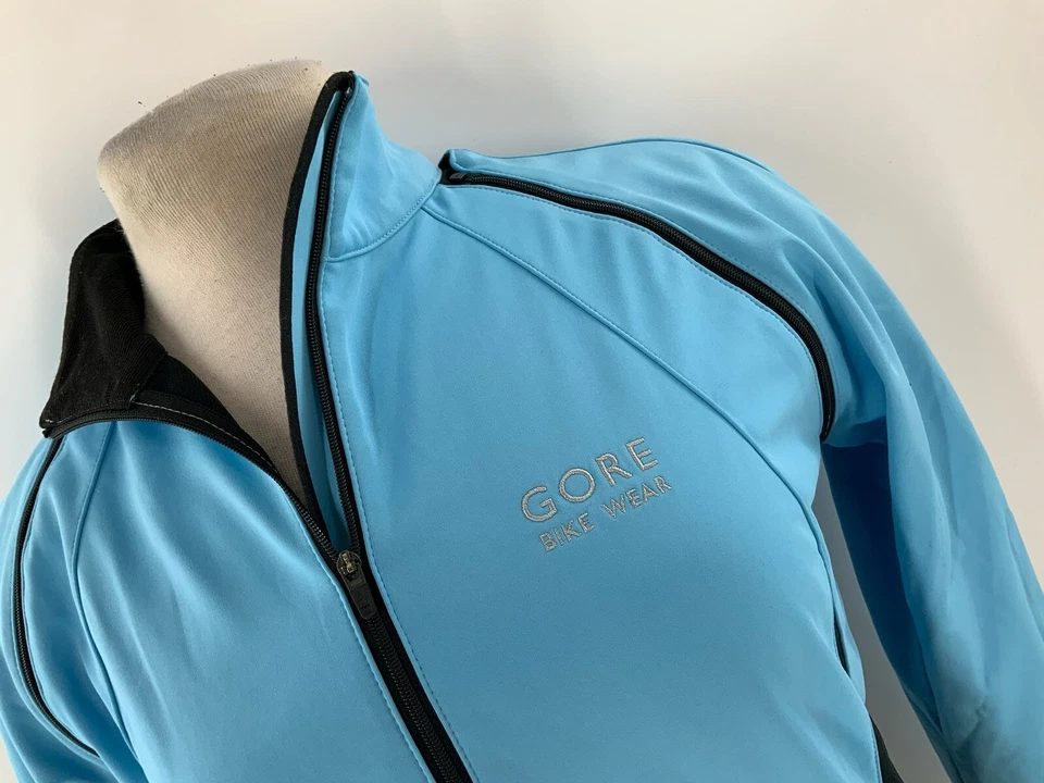 Chaqueta de ciclismo Gore Bike Wear para mujer L azul brillante nailon cortavientos YGI A2-517 Foto 3 de 4