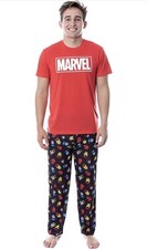 Marvel Thor Captain America Iron Man Men's Superhero Pajama Set Large