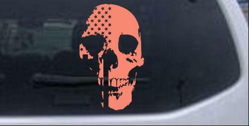 Skull Shadow USA American Flag Vertical Car Truck Window Laptop Decal Sticker - Picture 17 of 32