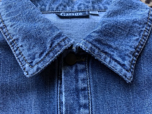 Mens Denim Jacket USA GARAGE BRAND size M Classic style On Trend Boho Fray VGC. - Picture 9 of 11