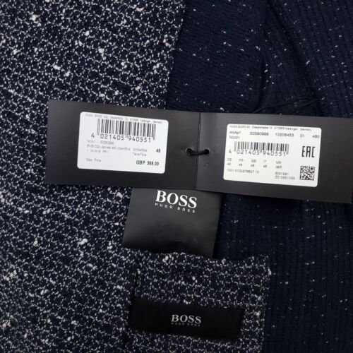 Hugo Boss Blazer Jacket 38R 48 Slim Sports Coat Chunky Knit Mesh Nold Navy Blue - Picture 13 of 20