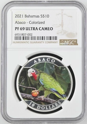 2021 BAHAMAS ABACO - COLORIZED S$10 NGC PF 69